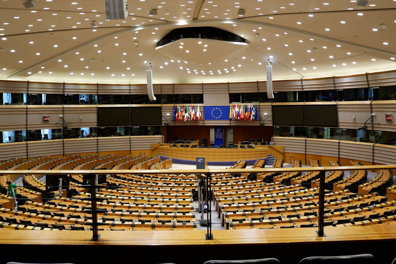 gallery-3 Empty European Parliament auditorium in Brussels, Belgium.